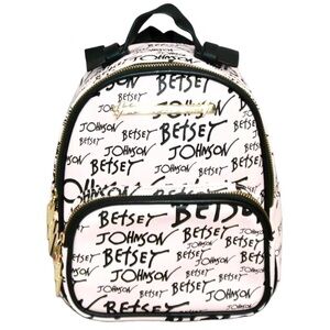 Betsey Johnson Small Pink Black Backpack